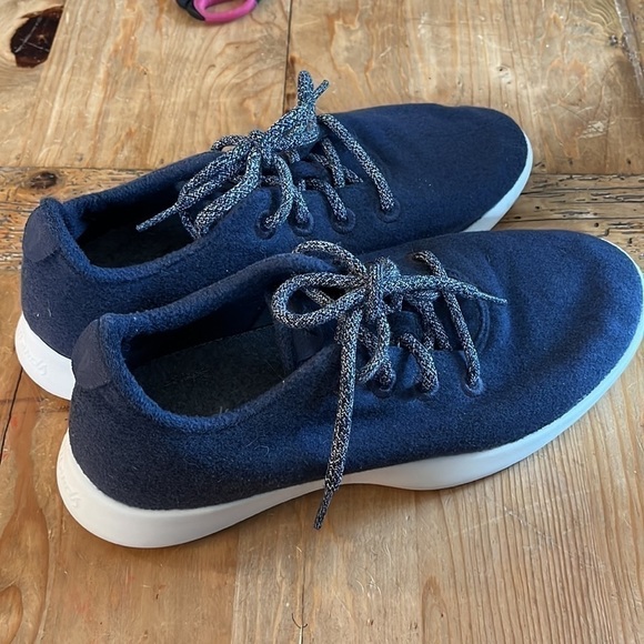 ALLBIRDS Men's Wool Runners Tuke Midnight/Cream Sole Comfort Shoes 10 - Picture 2 of 11